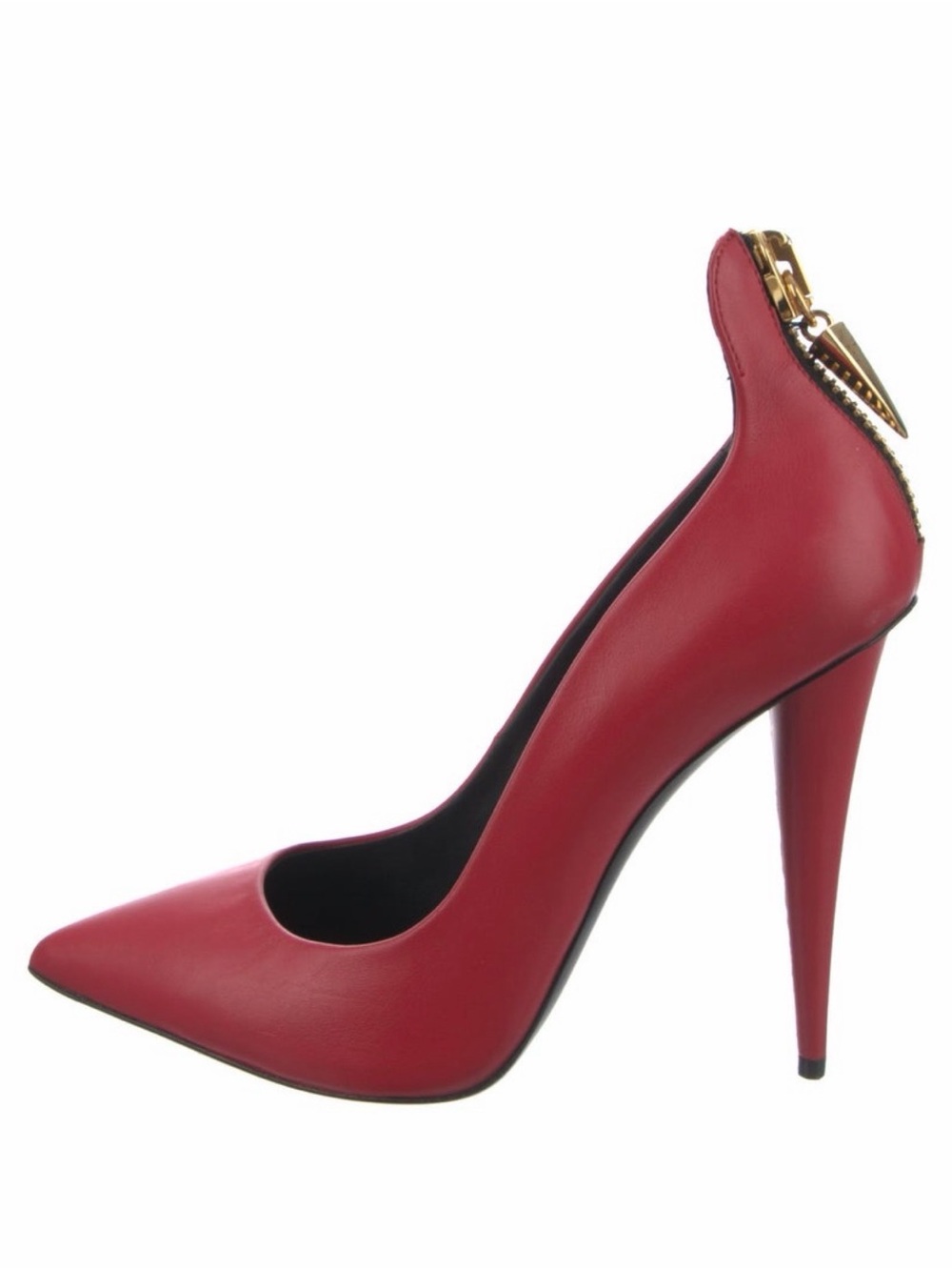 Giuseppe Zanotti Red Pointed Toe Stiletto with Gold Heel Zip